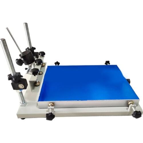 Small manual flat bed silk screen printing machine