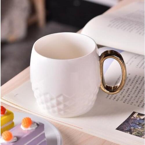 New creative fashion ceramic gold handle coffee cup office couple water cup