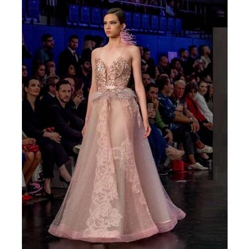 New Fashion Show Style Wedding Party Dress Pink Bead Chic Sparkly Gown Outfit Elegant Sequin Long Dress Birthday Dress Vestidos