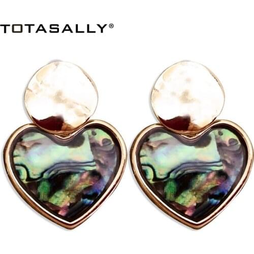 TOTASALLY New Womens Heart Earrings Trendy Abalone Shell Earrings Small Girls Jewelry Deco Wholesale Gifts Dropship