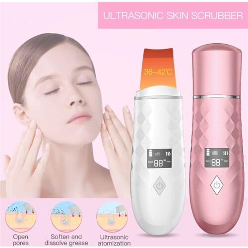 New Skin Scrubber Ultrasonic Facial Skin Spatula Heating Facial Cleansing Blackhead Remover Extractor Face Cleaning Tool
