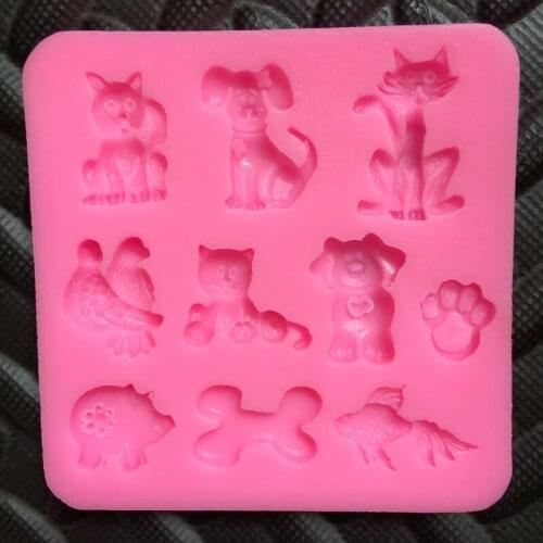 New Super Q Animal Kitten Dog Pig Bird Cake Decoration Silicone Mould Chocolate Baking Tools Cake Kitchen Accessories