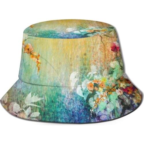 CINESSD Bucket Hat Unisex Bob Caps Hip Hop Gorros Abstract Watercolor Floral Painting Summer Panama Cap Beach Sun Fishing Hat