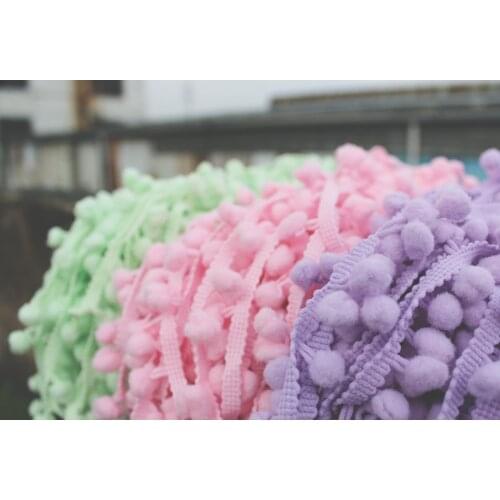 Free shipping ice cream color pompom laciness in 0.8cm ball diameter 18m/lot(6ymeters/color) pompom trimming