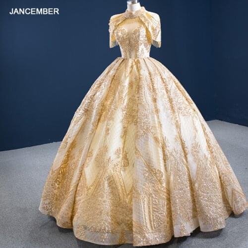 RSM67189 Luxury Elegant High Neck Applique Print Tassel Evening Party Dress 2021 Deep V-Neck Back Lace-Up Banquet Skirt