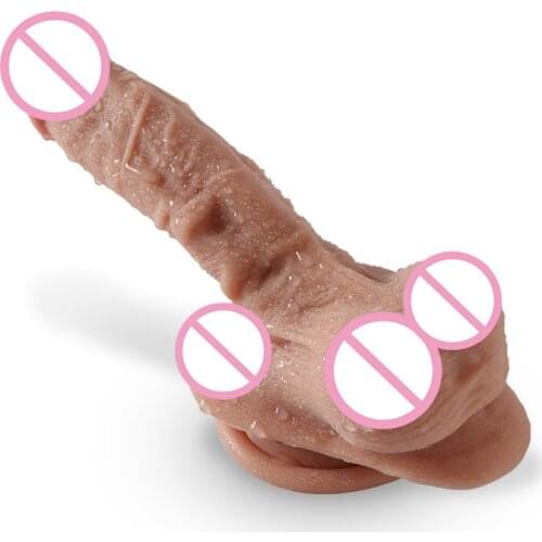 Super Soft Silicone Dildo Rubber Women Dildo with Big Real Balls Sextoy Penis Sex Toy for Lesbian Sex with Artificial Penis
