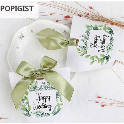 European Wedding Favors pink/green leaves Candy Boxes Bomboniera Party Gift Box sugar chocolate package 30pcs