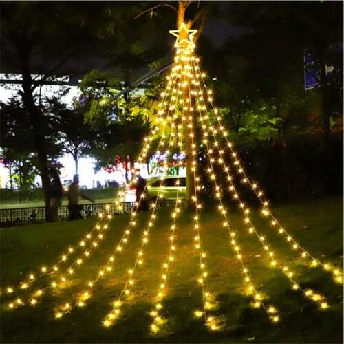 Solar LED Star Lights 9 Trailing Waterfall Meteor String Lights Outdoor Garden Holiday Decoration Christmas Lights Wedding Light