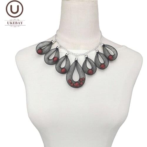 UKEBAY New Luxury Designer Handmade Jewelry Mesh Necklace Women Pearl Pendant Necklaces Girls Bohemia Clothes Accessories Chain