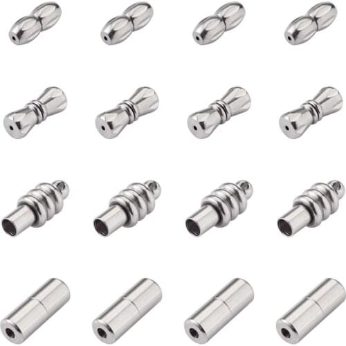 16Sets 4 Styles 304 Stainless Steel Screw Clasps For jewelry making DIY Bracelet Necklace Connector Accessories 12x5mm