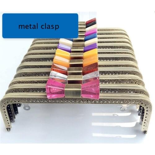 20cm square knurling purse frame women bag making DIY metal clasp 10pcs/lot colorful resin buckle