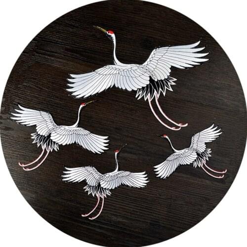 1 Piece Exquisite Red-crowned Crane Embroidery Patches Accessories Ethnic Style Animal Patch Back Glue Can Be Ironed