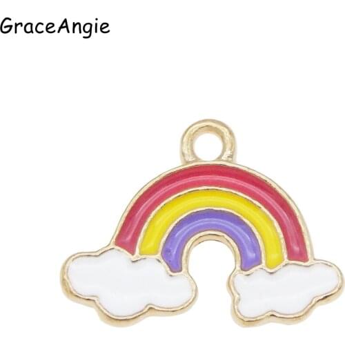 10pcs Rainbow Charms Princess Party Jewelry Handmade Necklace Earrings Cartoon Alloy christmas craft Colorful Pendant Bracelet