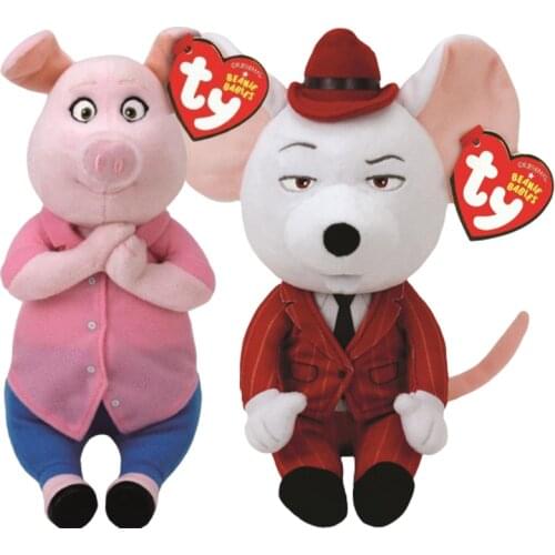 15CM Ty Beanie Stuffed Animals Red Mouse Can Sing Soft Plush Toy Stuffed Animal Baby Childrens Toy Rosita Pig Birthday Gift