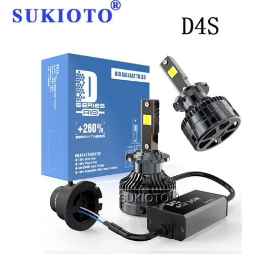 SUKIOTO 2PCS D4S LED Headlamp Bulb Super Bright 70W 6500K White Car Light Canbus D1S D3S Auto Lamp D2S D2R LED Headlight Bulbs