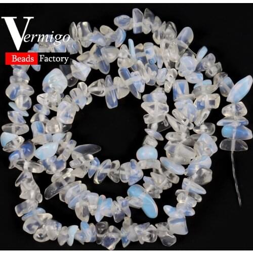 5mm-8mm Irregular Natural Stone White Opal Chips Beads For Jewelry Making Freeform Gravel Beads Diy Bracelets Necklace 15inches