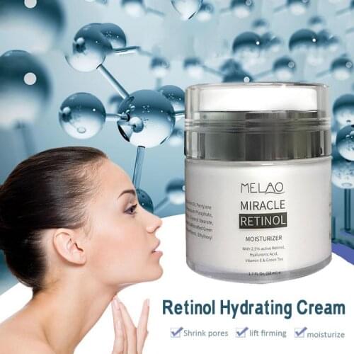MELAO 2.5% Retinol Moisturizer Cream Hyaluronic Acid Anti Aging Reduces Wrinkles Fine Lines Day And Night Retinol Cream 50ml
