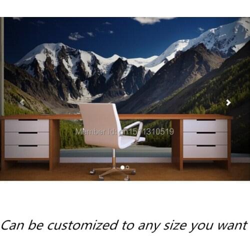 Free shipping custom murals Snowy Mountain Valley Wallpaper Mural bedroom, living room TV backdrop wallpaper
