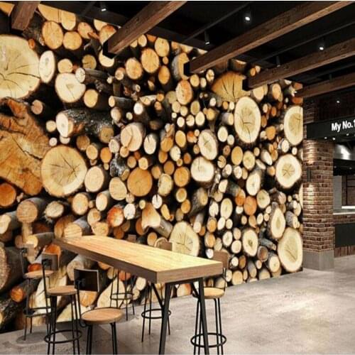 Beibehang Large custom retro nostalgia European style wood wood rings frescoes background wall home decoration