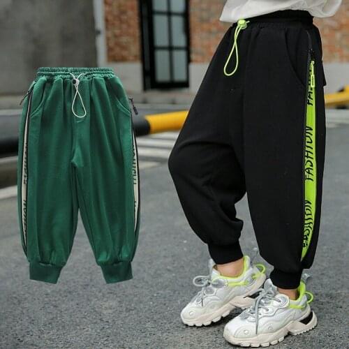 3-9 Y Toddler Boy Trousers 2021 Autumn New Baby Kids Casual Loose Sport Pants Fashion Letter Side Zipper Pants for Boys Trousers