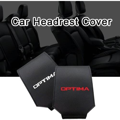 Car Headrest Cover for KIA Optima Carbon Fiber Leather Car Headrest Protector Case Interior Accessories
