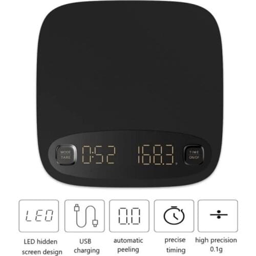 LED Digital Coffee Scale With Timer For Espresso Pour Over Hand Drip Brew Coffee Smart Electronic Timing Barista Tools