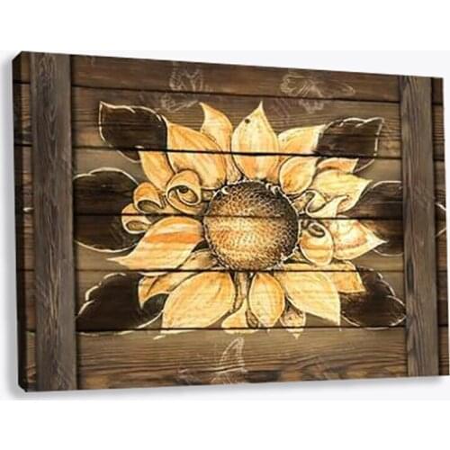Rustic Sunflower Canvas Brown Board Backboard Room Posters Print Wall Art Painting Nordic Pictures For Living Room Home Decor