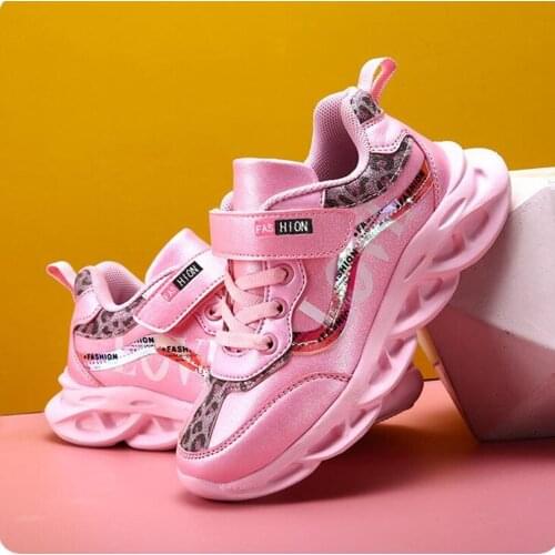 Autumn Pink Kids Sneakers Lightweight Girls Running Sport Shoes Boys Fashion Casual Walking Shoes Children Pu Leather Tenis Snea