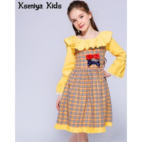 Kseniya Kids Girl Princess Dress Summer Lace Bow Plaid 2018 Girls Dresses For Party Wedding 10 Years Robe Pour Dentelle Fille