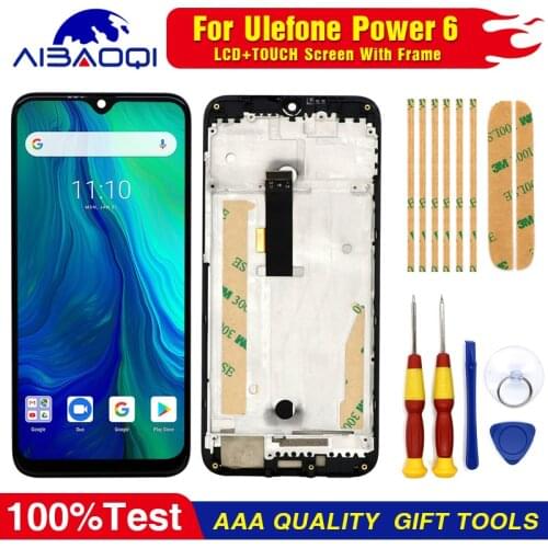 New original Touch Screen LCD Display For Ulefone Power 6 Digitizer Assembly With Frame Replacement Parts+Disassemble Tool