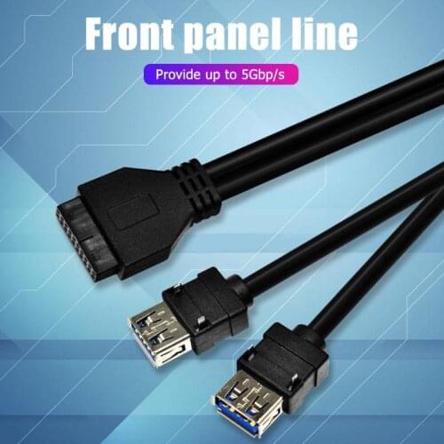 USB 3.0 Front Panel Cable USB Connector Cable USB 3.0 High Speed 20-pin to Dual Ports USB3.0 Hub with Fixed Foot for PC Computer