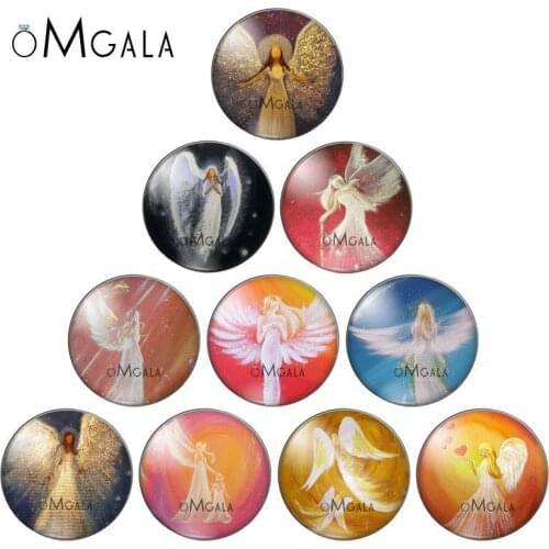 Angel Wings Girl Paintings mixed 10pcs 12mm/18mm/20mm/25mm Round photo glass cabochon demo flat back Making findings