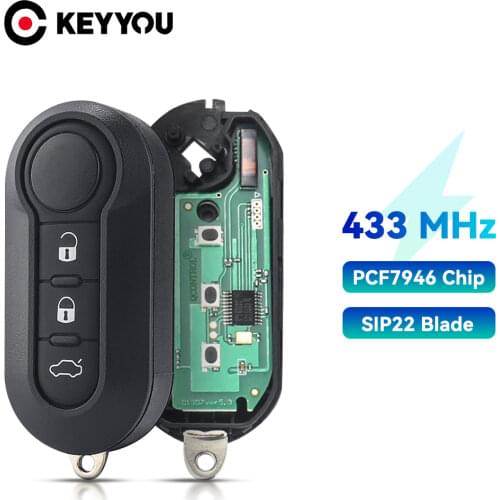 KEYYOU Remote Car Key For Fiat 500 500L Punto Florino Doblo Qubo Punto Evo Grande Punto 433MHz M / D BSI System ID46 3 Buttons