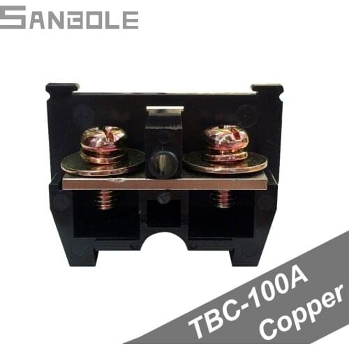 TB-100A Black Terminal Block Group Type 100A/600V General Purpose Connection Terminal 10-25mm2 Plate Copper (10PCS)