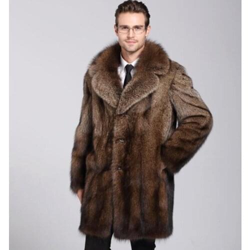 Brown faux mink leather jacket mens winter thicken warm fur leather coat men loose jackets jaqueta de couro fashion