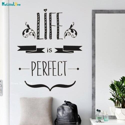 Life Is Perfect Word Quote Wall Sticker Home Decoration Living Room Motivate yourself Self-adhesive Art Decals Murals YT2053
