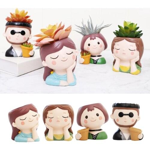 Cute Girls Flower Pot Succulent Cactus Plant Pots Bonsai Planter For Home Office