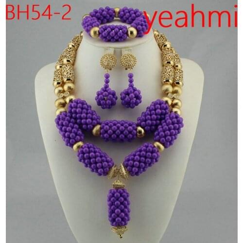 Fashion African Beads Jewelry Sets 2020 Best Selling Nigerian Wedding Jewelry Set Wholesale Free Shipping BH54-1