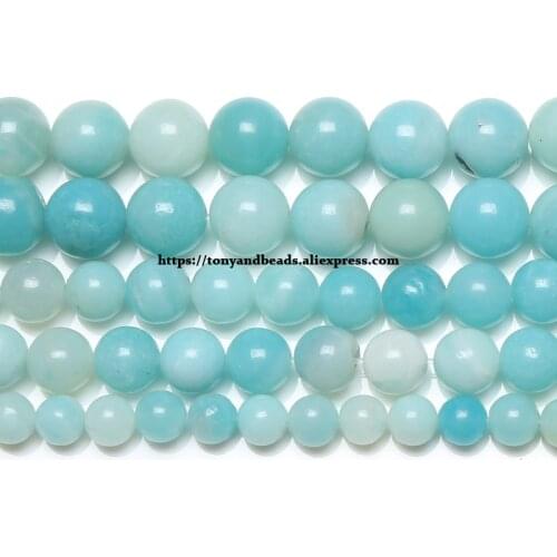 Free Shipping New Arrival Light Blue Amazonite Gem Beads 15" Strand 4 6 8 10 12mm Pick Size For Jewelry Making