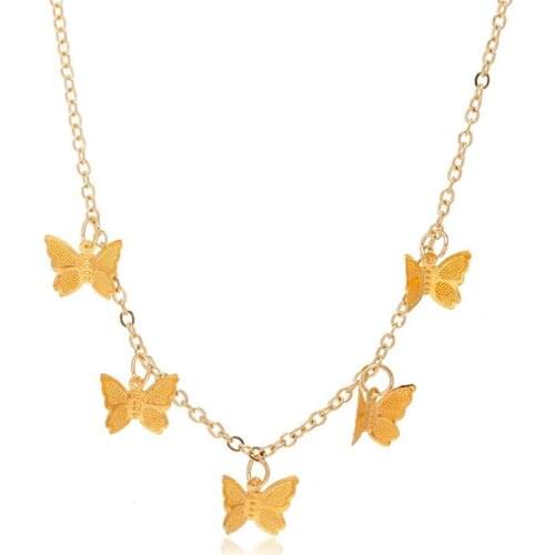 Bohemian Gold Butterfly Charm Necklace For Women Gold Clavicle Chain Fashion Butterfly Choker Beach Jewelry Gift