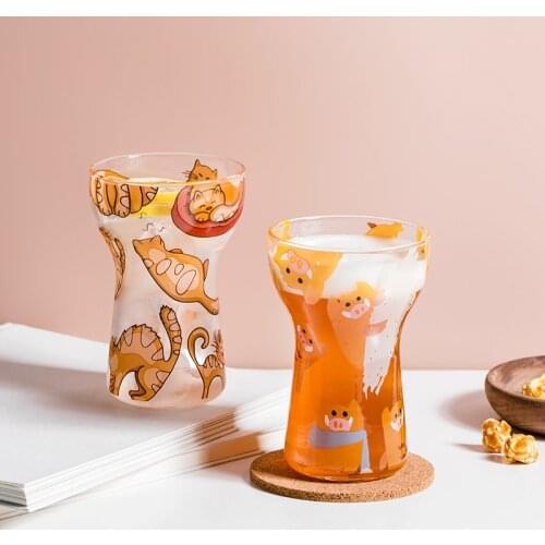 Sybil creative personality glass cold drink cup cold and hot resistant household handy glass beer glass fruit cup ice cream cup