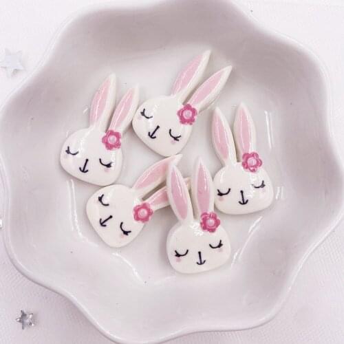 Resin Colorful Kawaii Cute Rabbit Flatback Cabochon Stone Miniature Home Ornament DIY Scrapbook Figurines Craft OF086
