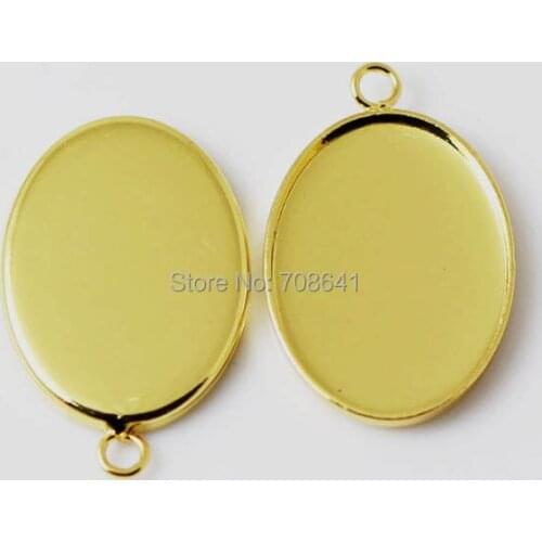 Blank Oval Bezel Pad with Loop Pendant Settings Strong Resin Cabochons Bases Findings DIY Jewelry Making Multi-color Plated