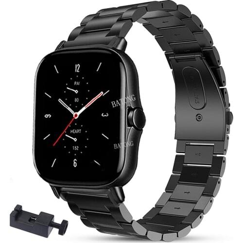 Band for gts2 Stainless Steel Watchband Strap for Xiaomi Huami Amazfit GTS 2/Haylou LS02/GTR 42mm/Bip Lite Wristband with Tool