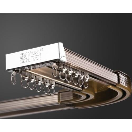 Luxurious Heavy Double Rails Design Straight Curtain Tracks Side Ceiling Installation Nano Silence Rod Accessories