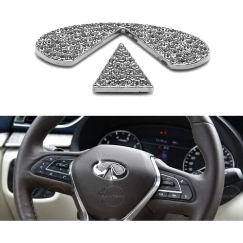 KJAUTOMAX For Infiniti FX35 FX37 QX70 QX80 Q30 Q50 G35 G37 Steering Wheel Bling Logo Diamond Emblem Sticker