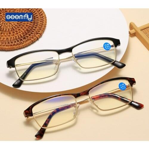 Seemfly Stylish Square Reading Glasses High Definition Male And Female Readers Glasses With Diopter 1.0 1.5 2.0 2.5 3.0 3.5 4.0