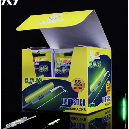 100pcs 50Bags Clip-On Fishing Rod Glow Stick Fishing Lights Float Stopper Fireflies Night Fishing Float Bobber Dark Glow Sticks