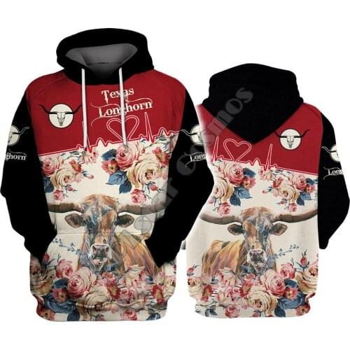 Texas Longhorn Flower 3D Hoodies Printed Pullover Men For Women Funny Sweatshirts Sweater Drop Shipping