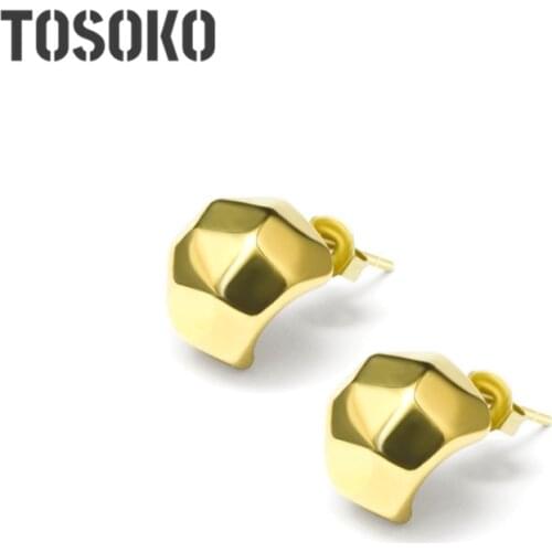 TOSOKO Stainless Steel Jewelry C-Type Cast Earrings Cool Earrings For Female BSF184